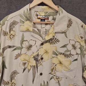 Mens Hawaiian Silk Shirt-Havana Jacks -Orchid & Hibiscus Floral Theme - Sz XL